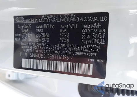 2026 Hyundai Tucson Sel z USA, uszkodzony, nr VIN 5NMJBCDE8TH619617